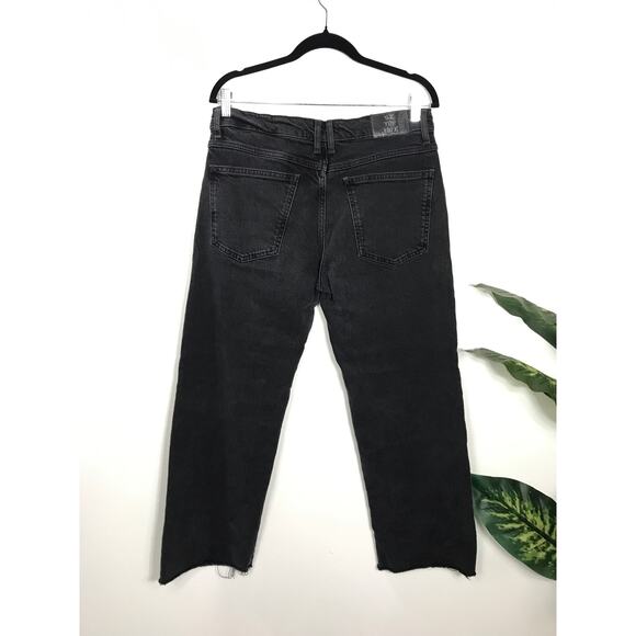 Free People Risk Taker Black Straight Jeans Womens 30 / 10 Boho Relaxed Fray Hem - Picture 4 of 10
